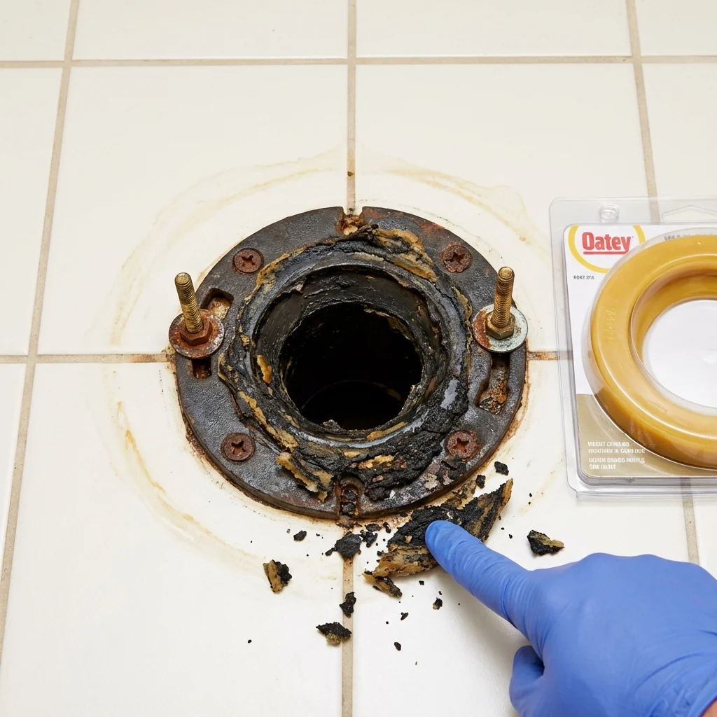 Failed wax ring showing water seepage at the base of a toilet in a Morgan, UT home